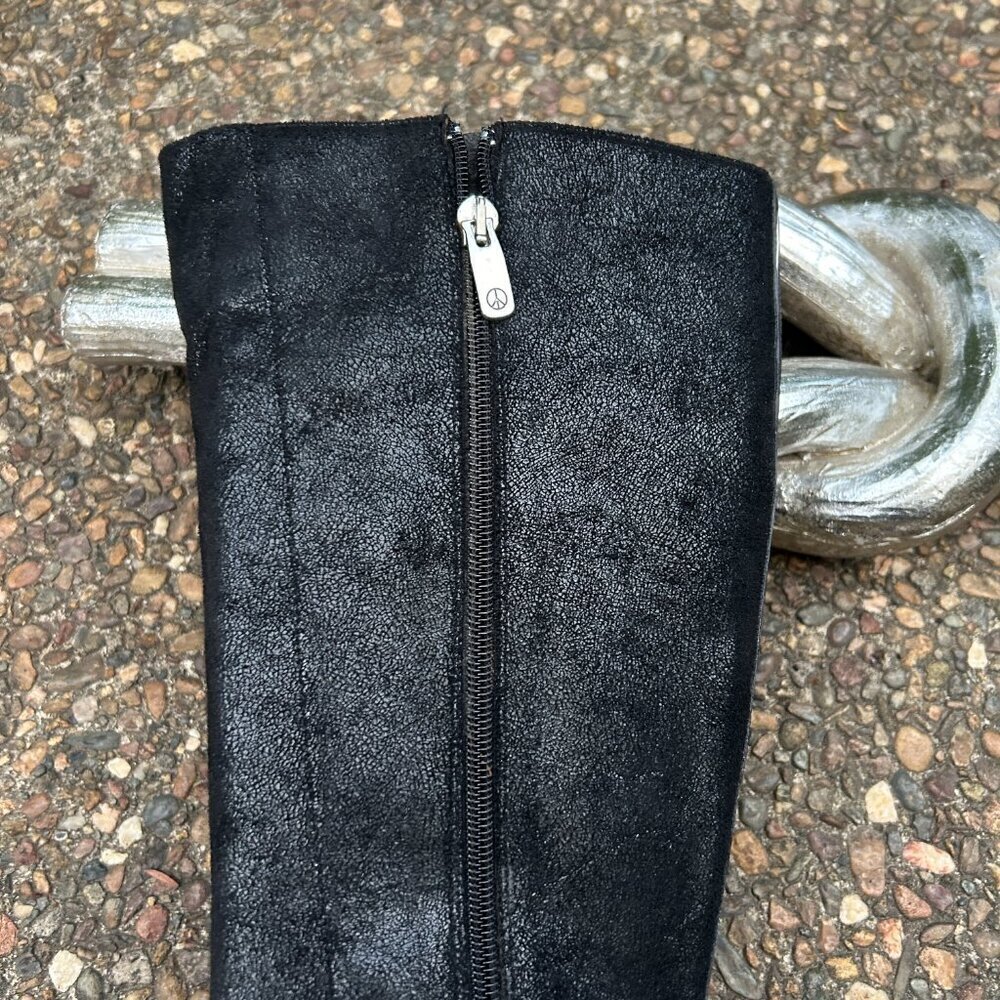 Donald J. Pliner Couture Bobina Black Suede Croc Panel High Heel Boots Size 10N - Picture 8 of 16